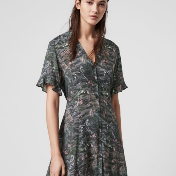 All Saints Fay Paradeep Tropical Print Dress - Picture 4 of 16